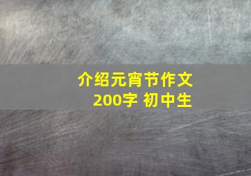 介绍元宵节作文200字 初中生